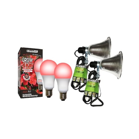 Miracle Led 4KK Clamp-On LED Grow Light Kit, 12W Red Spectrum Daylight White Replacing 150W, 2PK 802845